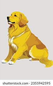 Vibrante y reconfortante ilustración vectorial Golden Retriever, bellamente aislada en un fondo blanco. Perfecto para los amantes de los perros y los proyectos temáticos.