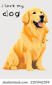 Vibrante y reconfortante ilustración vectorial Golden Retriever, bellamente aislada en un fondo blanco. Perfecto para los amantes de los perros y los proyectos temáticos.