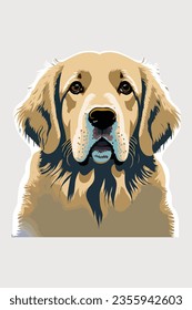 Vibrante y reconfortante ilustración vectorial Golden Retriever, bellamente aislada en un fondo blanco. Perfecto para los amantes de los perros y los proyectos temáticos.