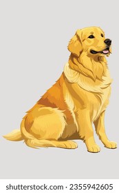 Vibrant and heartwarming Golden Retriever vector illustration, beautifully isolated on a white background. Perfect for dog lovers and pet-themed projects.