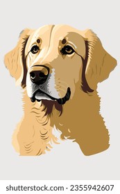 Vibrante y reconfortante ilustración vectorial Golden Retriever, bellamente aislada en un fondo blanco. Perfecto para los amantes de los perros y los proyectos temáticos.