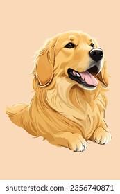 Vibrant and heartwarming Golden Retriever vector illustration, beautifully isolated on a white background. Perfect for dog lovers and pet-themed projects.