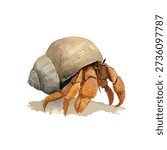 Vibrant hermit crab vector illustration for marine life projects, beach-themed designs, or educational content. Isolated on white.