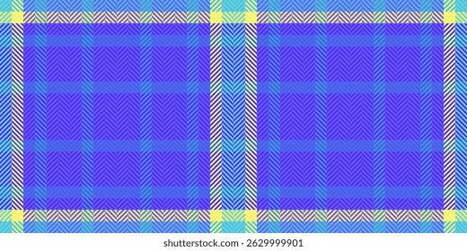 Vibrant herringbone plaid pattern in bold blue, yellow, and pastel hues.  Perfect for textile design, website backgrounds, or fashionrelated projects.