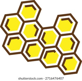 Vibrant Hexagonal Honeycomb Pattern Design Isolated on Transparent Background for Graphic Design Projects