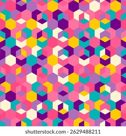 Vibrant Hexagonal Kaleidoscope, seamless vector Pattern