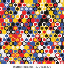 Vibrant hexagonal pattern with colorful tiles in modern design