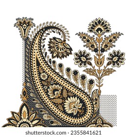 A vibrant highly detailed paisley pattern on a clean white background