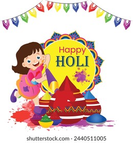 A vibrant Holi banner with colorful powdered dyes exploding in the air, perfect for social media posts to celebrate the festival of colors.