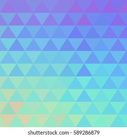 Vibrant hologram vector background. Chrome effect poster. Holographic geometric texture. Futuristic template with shiny effect. Triangular elements card, square composition. 80s-90s abstract backdrop