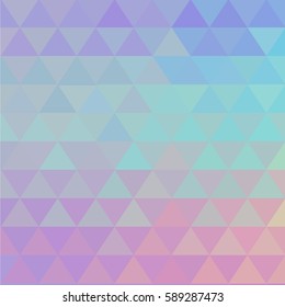 Vibrant hologram vector background. Chrome effect poster. Holographic geometric texture. Futuristic template with shiny effect. Triangular elements card, square composition. 80s-90s abstract backdrop