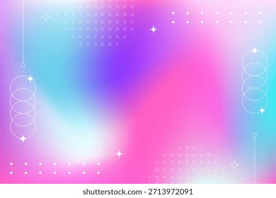 Fundo de gradiente holográfico vibrante com formas geométricas abstratas e acentos de luz de néon cintilante para design moderno