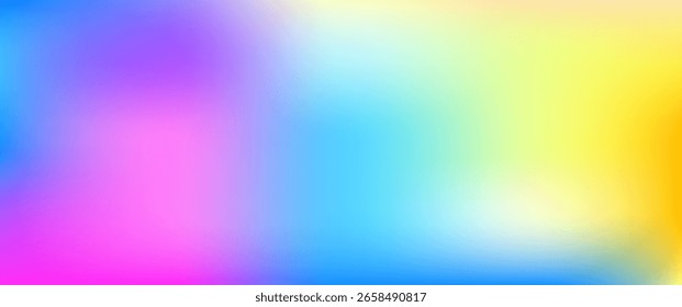 Fondo de gradiente holográfico vibrante con mezclas audaces de rosa, azul, amarillo y verde, ideal para proyectos de diseño futuristas, tecnológicos o creativos.

