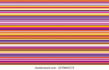 Vibrant horizontal stripes in bold purple, pink, and gold create a cheerful, playful pattern.