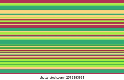 Vibrant horizontal stripes in lime green, teal, and muted red create a cheerful, modern design.  Perfect for backgrounds, website banners, or textile prints.