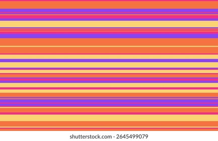 Vibrant horizontal stripes in orange, yellow, and purple create a cheerful, energetic pattern.  Perfect for backgrounds, website design, textiles, or any project needing a bold, playful aesthetic.