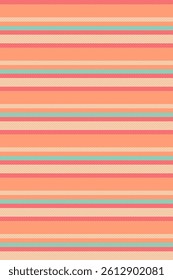 Vibrant horizontal stripes in peach, coral, and mint create a cheerful, summery pattern.