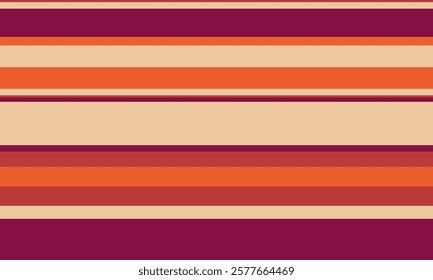 Vibrant horizontal stripes in warm autumnal tones.  Perfect for textile design, website backgrounds, or seasonal branding.  A cheerful and modern geometric pattern with a retro feel.