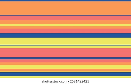 Vibrant horizontal stripes in warm, summery colors. Perfect for backgrounds, textiles, or website designs needing a cheerful, playful feel.  Highresolution image ensures crisp detail for any project.