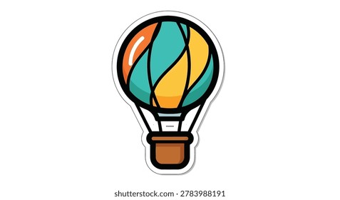 Vibrant hot air balloon floating high