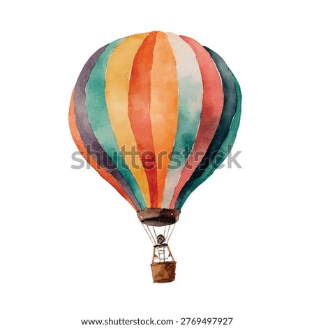Vibrant hot air balloon soaring high