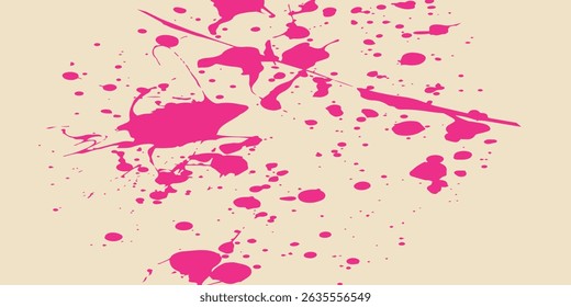 Textura vetorial vibrante de manchas de tinta rosa quente. Padrão abstrato com manchas e gotas de tinta energética. Ideal para fundos modernos ou desenhos arrojados.ilustração vetorial