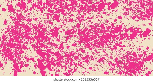 Vibrant hot pink paint splatter vector texture. Abstract pattern with energetic ink spots and drops. Ideal for modern backgrounds or bold designs.vector ilustration