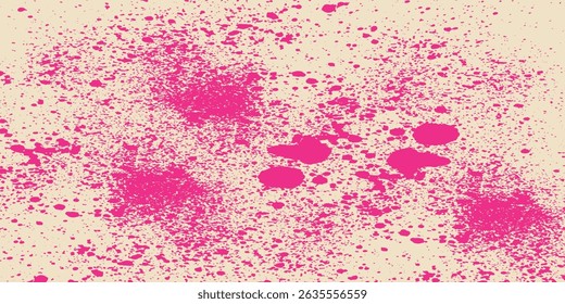 Vibrant hot pink paint splatter vector texture. Abstract pattern with energetic ink spots and drops. Ideal for modern backgrounds or bold designs.vector ilustration
