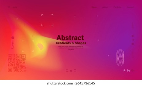 Vibrant hues blend seamlessly in an abstract composition showcasing gradients and shapes. The design reflects contemporary artistic trends with a focus on color and form.