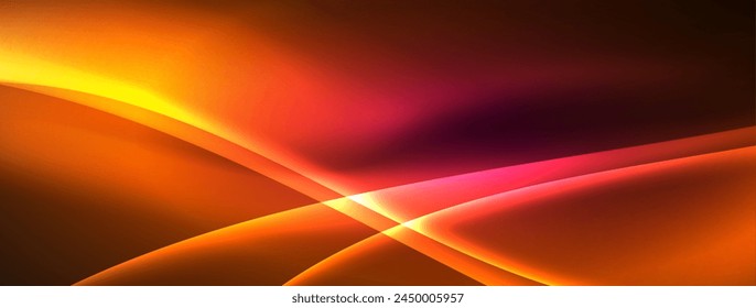 Vibrant hues of magenta, amber, and orange create a colorful light beam against a dark background, resembling a beautiful sky at dusk