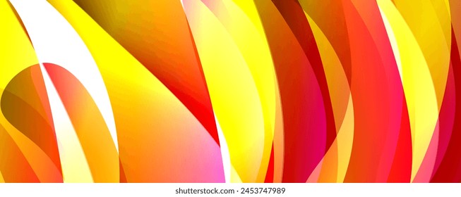 Vibrant hues of yellow, red, and orange create a colorful background with waves resembling petals. This artful pattern combines tints and shades to evoke the beauty of a terrestrial plant