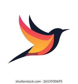 Vibrant Hummingbird in Flight A Colorful Bird Logo Design
