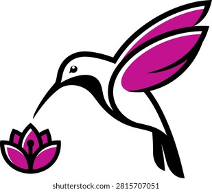 A vibrant hummingbird with pink wings hovering near a blooming lotus flower, symbolizing nature's beauty