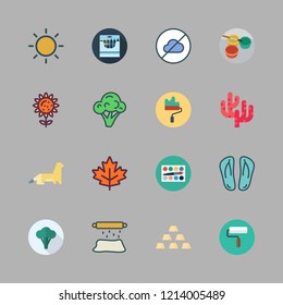 vibrant icon set. vector set about watercolor, cloudless, gold and sunflower icons set.