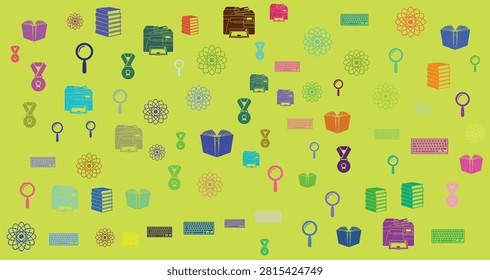vibrant icons pattern featuring keys locks safes and security symbols in bright colors suitable for technology safety or security concepts