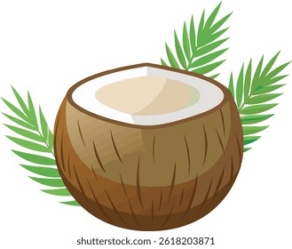 A vibrant illustrated coconut fruit vector design featuring detailed textures, tropical elements, and a clean layout ideal for digital or print use