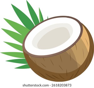 A vibrant illustrated coconut fruit vector design featuring detailed textures, tropical elements, and a clean layout ideal for digital or print use