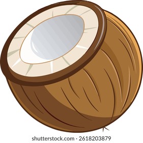 A vibrant illustrated coconut fruit vector design featuring detailed textures, tropical elements, and a clean layout ideal for digital or print use