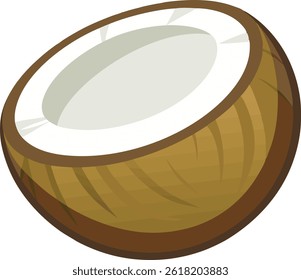 A vibrant illustrated coconut fruit vector design featuring detailed textures, tropical elements, and a clean layout ideal for digital or print use