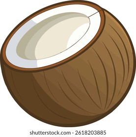 Un vibrante diseño ilustrado de Vector de frutas de coco con texturas detalladas, Elementos tropicales y un diseño limpio ideal para uso digital o impreso