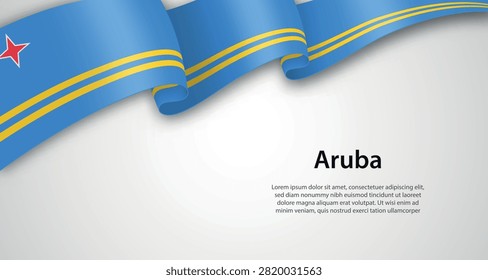 Vibrant illustration of the Aruba flag waving dynamically, perfect for national pride themes, travel promotions, or patriotic designs.