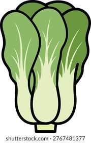 A vibrant illustration of bok choy, showcasing its fresh green leaves and pale stems, perfect for culinary or health-related designs.