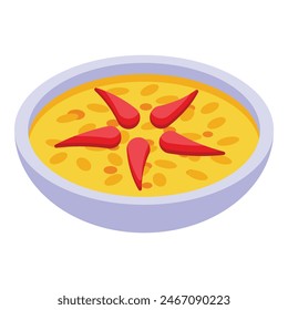 Vibrant illustration of a bowl of soup with red chili peppers, perfect for menus and food blogs