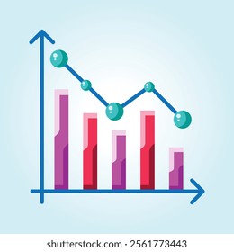 A vibrant illustration of a business chart showing a downward trend. Ideal for presentations or reports.