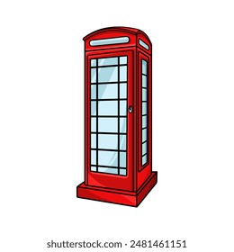 A vibrant illustration of a classic British red telephone booth, showcasing its iconic design and cultural significance.