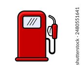 A vibrant illustration of a classic red fuel pump, capturing the nostalgia and simplicity of traditional gas stations.