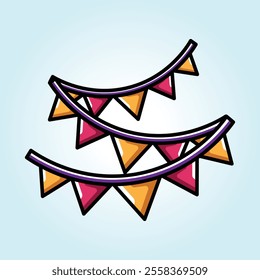 A vibrant illustration of colorful party bunting flags perfect for festive celebrations and events.