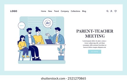 A vibrant illustration depicting a parent-teacher meeting, fostering communication and collaboration.