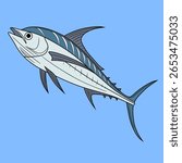 Vibrant illustration of an escolar fish with bold lines and color, ideal for seafood design, marine education, fishing content, or ocean-themed graphic projects.