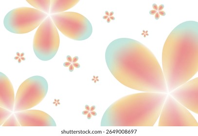 vibrant illustration features stylized flowers in pastel hues of peach, orange, and mint green against a stark white background.wallpaper for banner, poster, cover, flyer, presentation, advertising